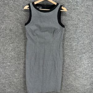 I.N. Studio Dress Women 8 Black Plaid Shift Midi Zipper Sleeveless Round Neck